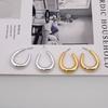 Women's Chunky Open Oval Dangle Earrings for Wedding Party European Vintage Golden Copper Color Geometry Punk Zircon Gift