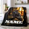 Eagle Owl In Forest At Sunset Multi Purpose Customizable Blanket Customize Your Name Soft Cozy Great For Sofa Couch Office Bed Picnics Four Seasons
