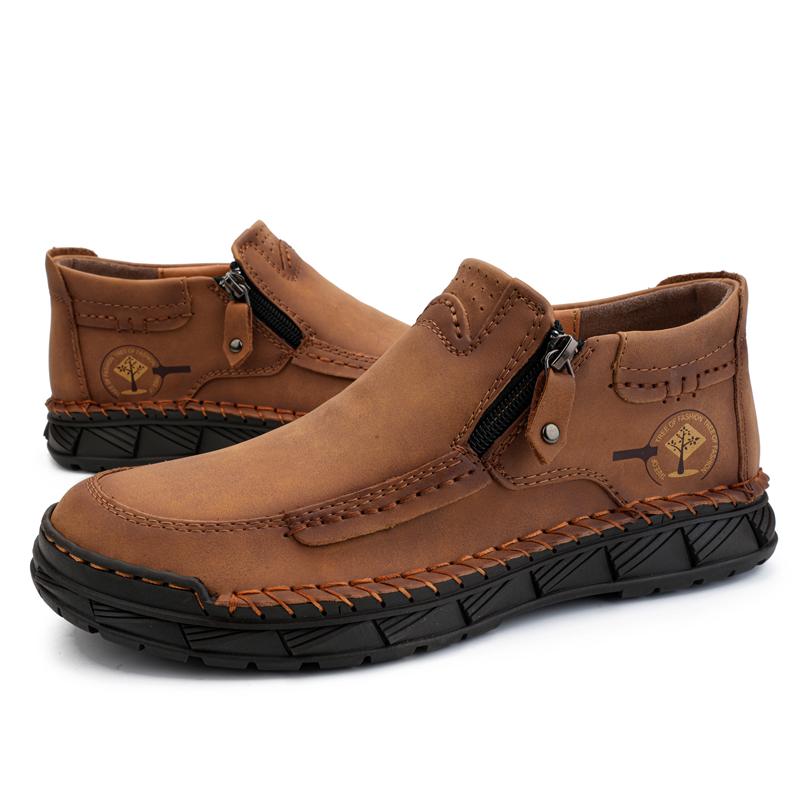 Handmade Split Leather Boots Men Shoes Comfortable Ankle Boots For Men Casual Shoes Large Size Tooling Shoes