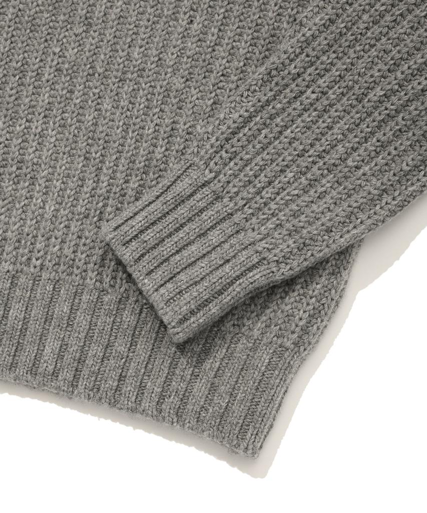 COVERNAT WOMAN Multi-Yarn V-Neck Knit Melange Gray