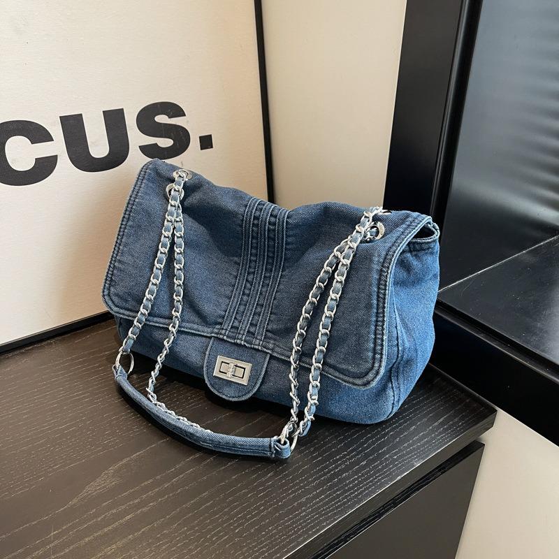 Denim Women's Large Capacity Chain Shoulder Tote Bag