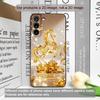 Luxury Crystal Golden Horse Pattern Phone Case for Samsung Galaxy S25 S24+ S23 Ultra S22 Plus S21 FE M53 Shockproof Soft Covers