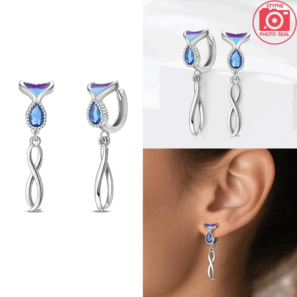 

Original Delicate Metal Dreamy Crystal Fish Tail Earring Azure Sea Star Petal Women S Stud Accessory Girlfriend Gift Accessory Elegant Fashion