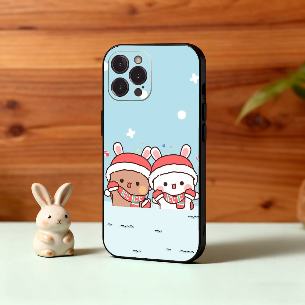 Cute B-BuBu D-DuDu Phone Case For iPhone17,16,15,14,13,12Plus,Pro Max,XS,5G Soft Silicone Black Cover