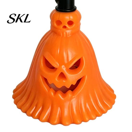 Lighted Broom Ornament Halloween Pumpkin Light, Hanging LED Witch Lamp, Shape Light Spooky Decorative for Holiday Party