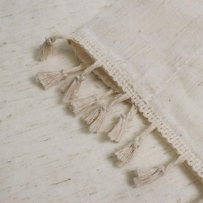 Tassel Sheer Curtains Living Room Vintage Cream Voile Net Slot Top Window Drapes