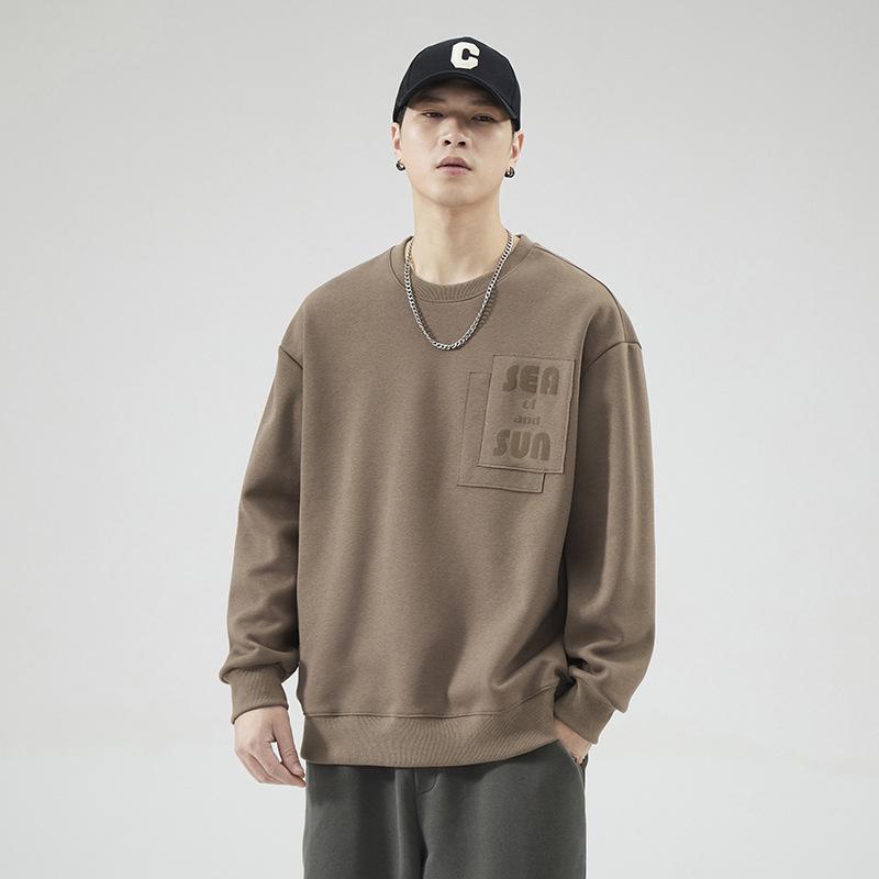 Men s Trendy Heavyweight Fleece Round Neck Long Sleeve Hoodie - Autumn/Winter Base Layer 3XL