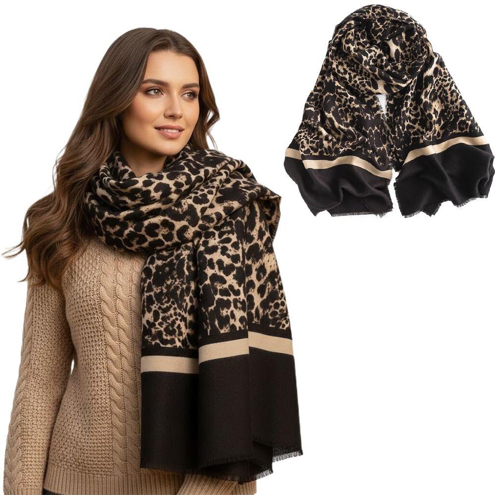 Leopard Print Winter Neck Scarf Faux Cashmere Shawl Wrap New Women Scarf