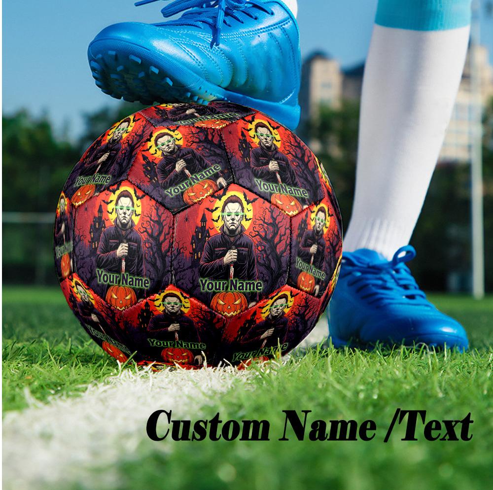 Custom Text Size 5 Soccer Ball, Standard Match Football For OutdoorHalloween Michael Myers