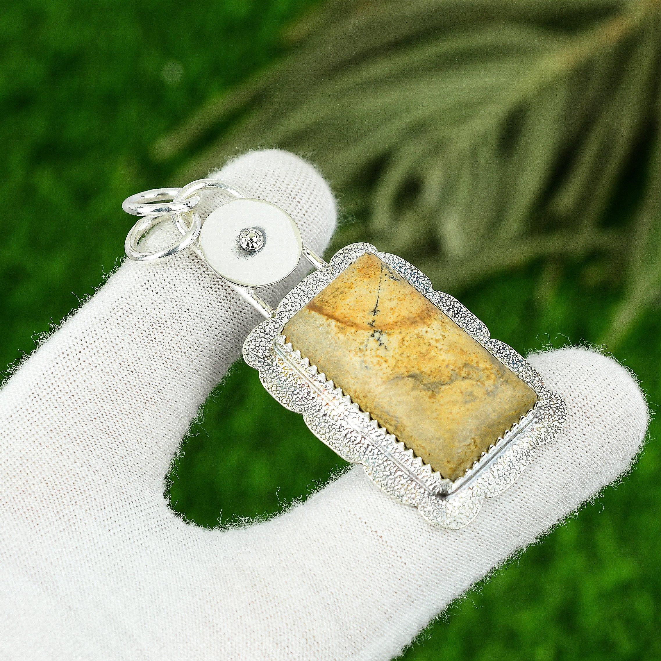 

Natural Picture Jasper Birthday Anniversary Bezel New Pendant Jewelry 925 Silver