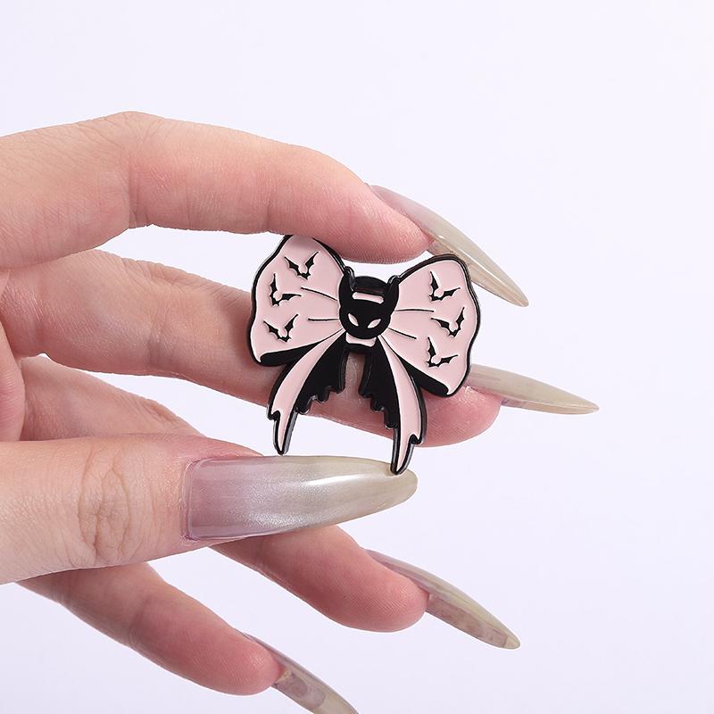 Punk Gothic Bow Enamel Pins Custom Spider Bat Skeleton Brooches Lapel Badges Clothes Funny Jewelry Gift for Friends