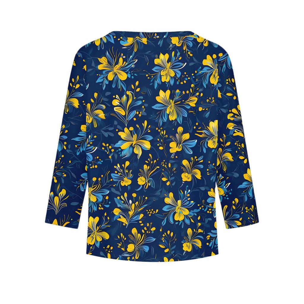Children's Long Sleeve Tops Casual Print T Shirt Round Neck Pullover Blouse
