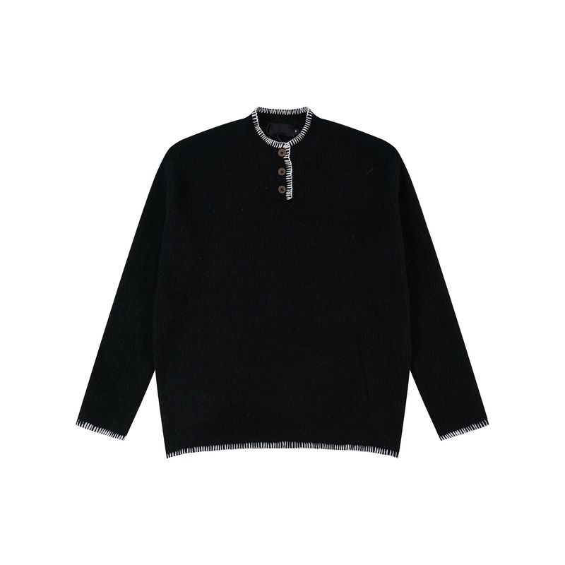 Kisko American Retro Lazy Casual Henry Collar Sweater for Men and Women Trendy Brand High-End Thick Knitwear for Couples