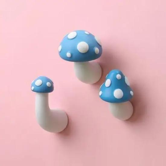 3D Red Mushroom Refrigerator Sticker Standing Sitting Hug Cartoon Refrigerator Decorative Magnetic Sticker Resin Gift