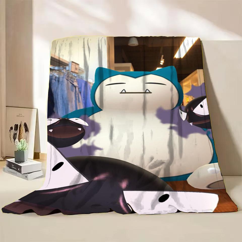 Pokemon Snorlax Flanelová Nadýchaná Fleece Deka pro Domov Ložnici Postel Pohovku Kancelář Dětská Přikrývka Dospělá Měkká Deka Dětský Roztomilý Dárek