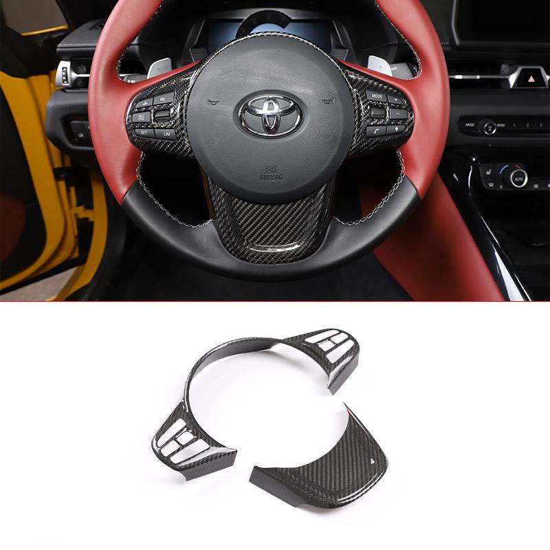 

Real Carbon Fiber For Toyota GR Supra MK5 A90 2019-22 Car Steering Wheel Decorative Frame cover Sticker Car Accessories