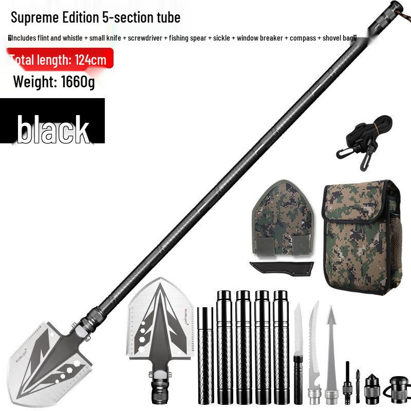 Multi-functional Outdoor Folding Shovel: Manganese Steel, Ideal for Camping, Fishing, Off-road Use, and Vehicle-mounted Tasks