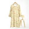 Women's Long-sleeved Chinese National Style Cotton Nightgowns for Women Spring / Summer Thin Bamboo Cotton Double-layer Gauze Nightdress
