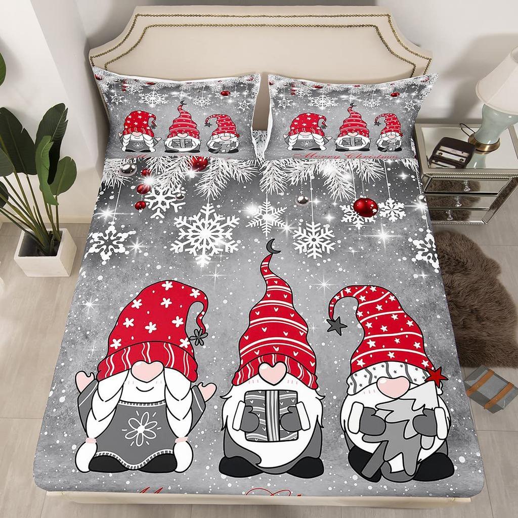 Christmas-Themed Pattern Mattress Three-Piece Digital Printing Mattress Bedding Set Adult Children