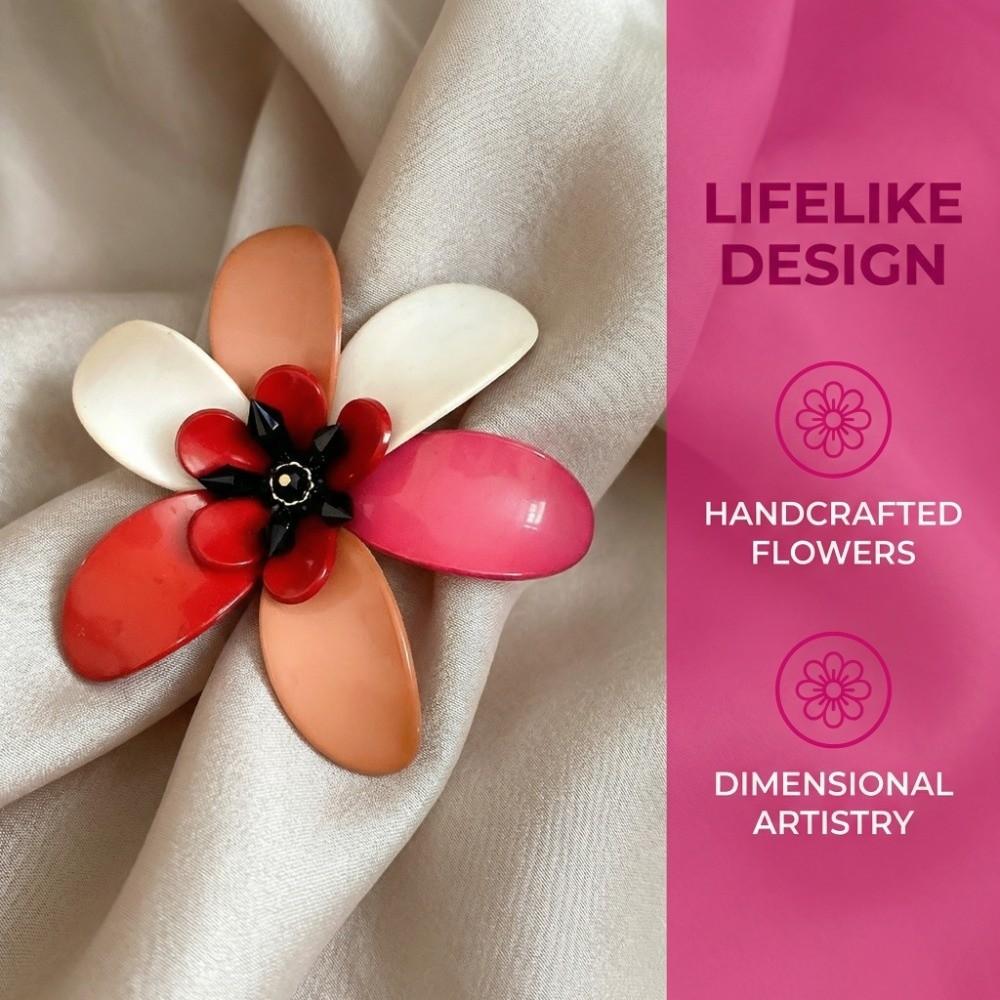 Multi Floral Petal Big Flower Badge Pin Exaggerated Vintage Colors Clothes Pin  Party Favors
