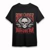 Women's Oversize T-Shirt Gothic Skull Wing Symbolic Art Tee Short Black Cotton