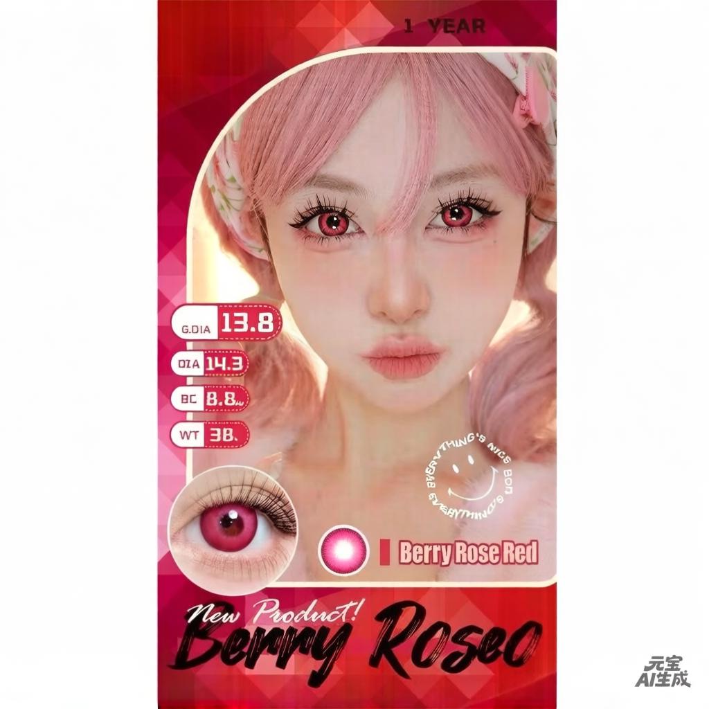 DOUBLEFISHPIG Colored Contact Lenses - Grass Green, Orange, Purple, Rose Red, Blue, Cyan & Gold - Official Authentic Cosplay Lenses