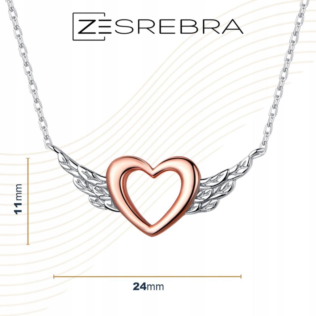 Chain Pr 925 With -Plated Heart Wings Heart Pendant