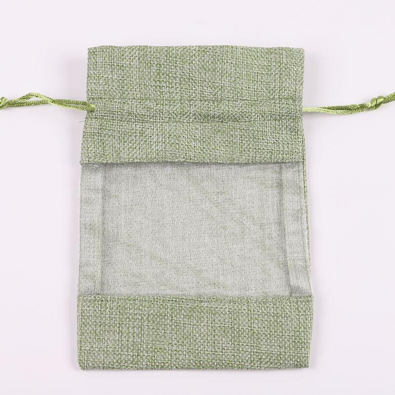 20pcs Linen Drawstring Bags Window Bags Spliced Mesh Bags Cosmetic Sorting and Storage Bags Gauze Bags Drawstring Bags