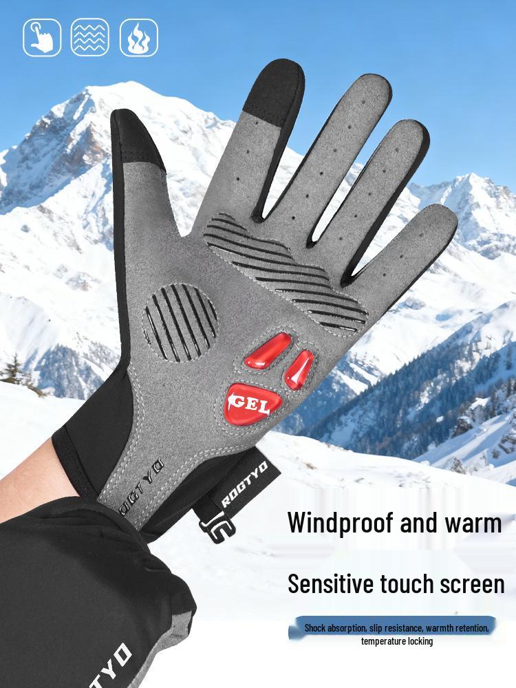 Unisex Liquid Silicone Warm Ski Gloves - Thickened, Anti-Slip, Plus Velvet for Outdoor Cycling & Sports