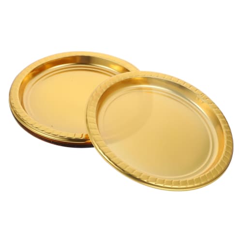 

Alasum 20-Piece Disposable Snack Trays, Disposable Dinner Plates, Fancy Small Plastic Dishes, Disposable Appetizer Plates, Gold Plastic Plates, Party