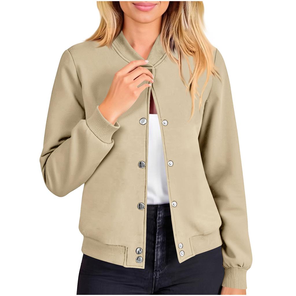 Women's Casual Loose Fit Long Sleeve Hoodie Jacket with Stand Collar for Street