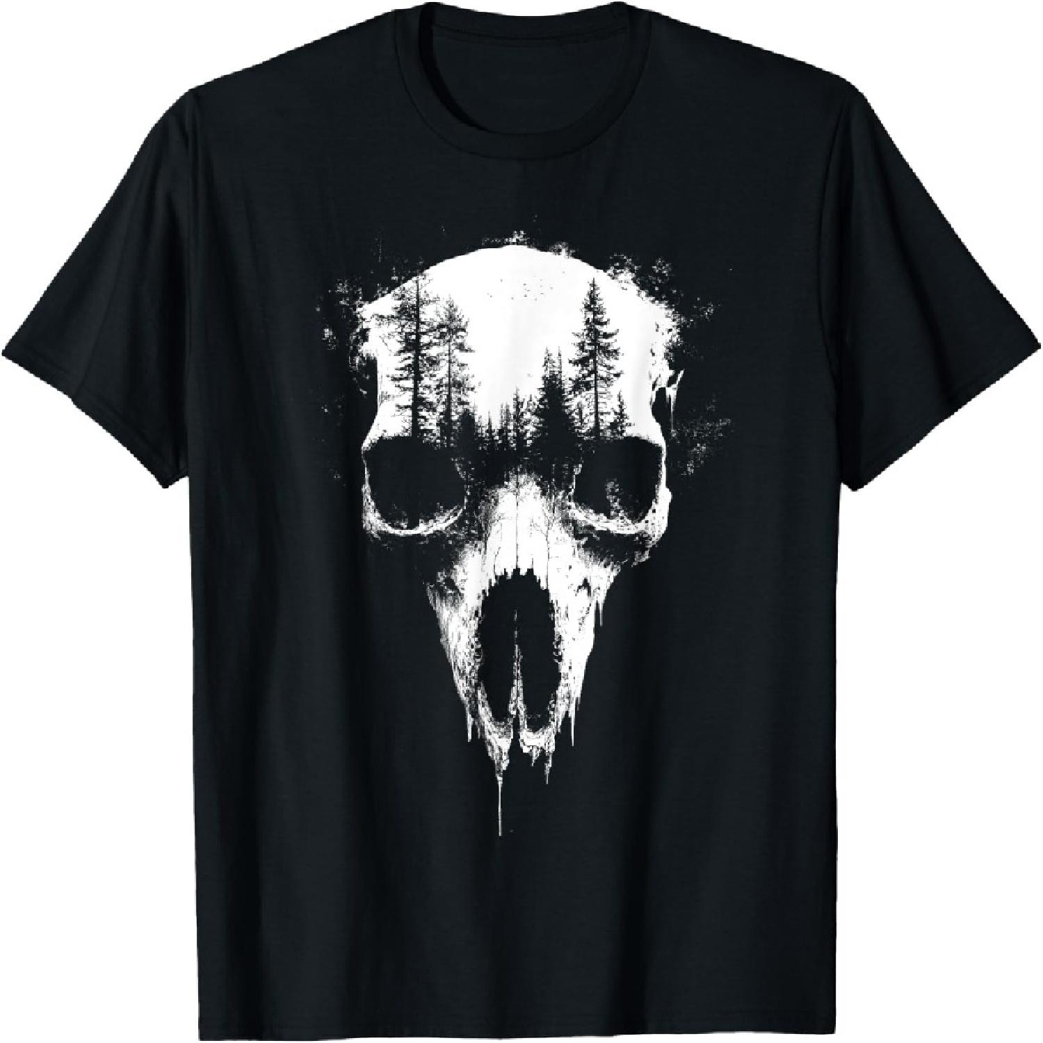 Deer Skull Forest Exposure Gothic Surreal Graphic T-Shirt XXXXXL разноцветный