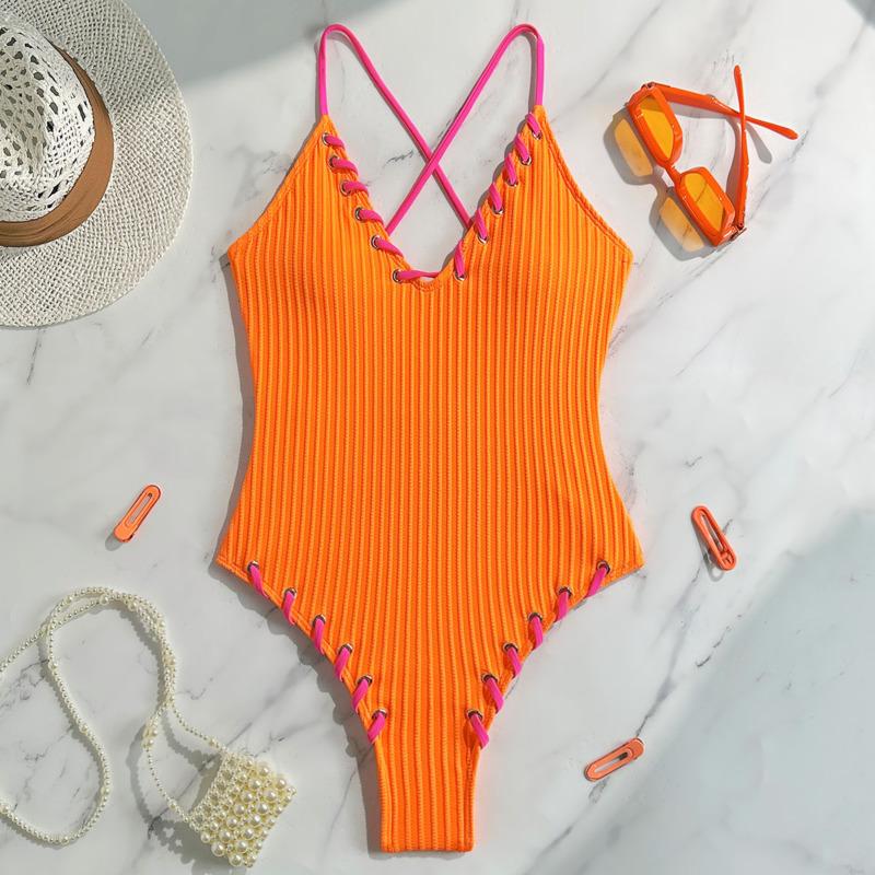 Neue Sexy Einteilige Badeanzüge Geschlossen Damen Geschnürt Bademode Push Up Für Schwimmbekleidung Körper Badeanzüge Strandbekleidung Pool Badegast