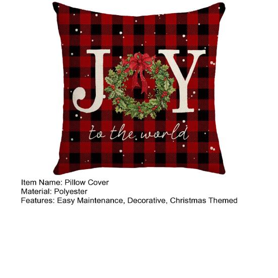 Christmas Pillow Cover Xmas Tree Wreath Print Pillowcase Washable Festive Decor Throw Pillow Case for Living Room Sofa Bedroom