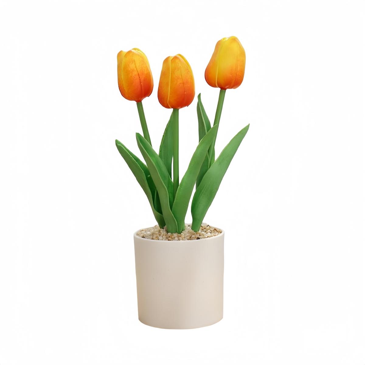 

Artificial Tulip Flowers In Pot, Faux Potted Plants For Home, Office, Wedding, Party And Garden Decorations Potted Tulip Plants помаранчевий