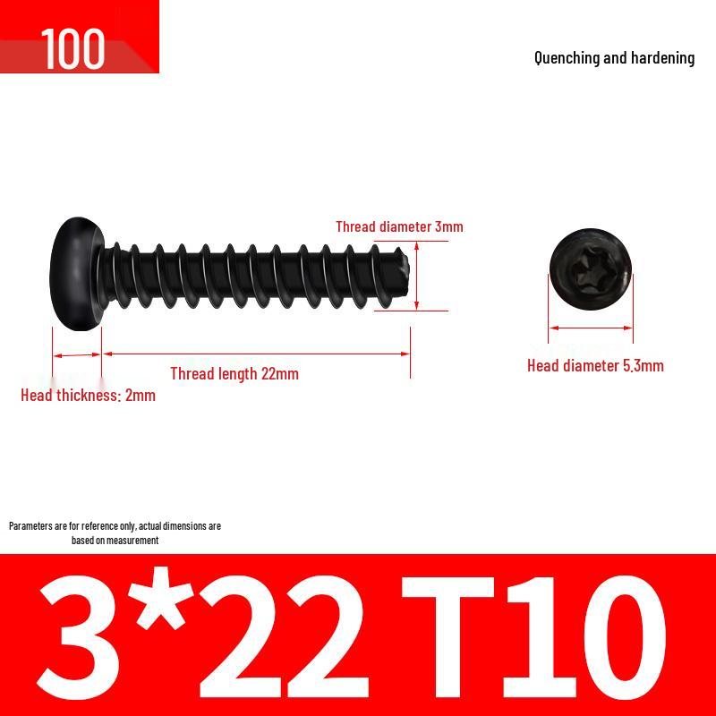 Black Zinc Plated M2 Pan Head Anti-Theft Hex Screws, Flat Tail, Self-Tapping