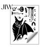 Living Room Wall Murals Halloween Static Sticker, with Witch/Ghost/Castle/Bat Horror Silhouette Patterns, Durable PVC Theme Home Decor Decals,