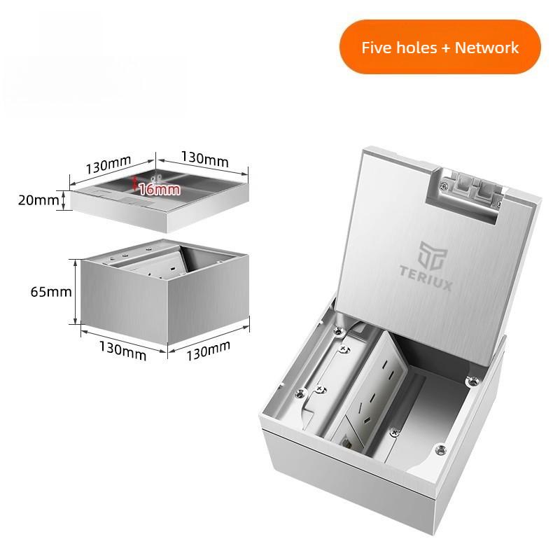 Flat And Ultra-thin Socket Stainless Steel Waterproof Power Socket Household Invisible Embedded Floor Socket