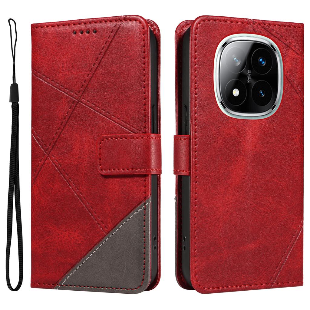 For Xiaomi Redmi Note 14 Pro+ 5G/Note 14 Pro 5G/Poco X7 5G Case Leather Geometric Line Wallet Phone Cover with Wrist Strap