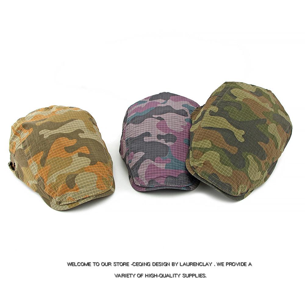 Camouflage Cap Men's Summer Beret British Vintage Sunscreen Quick-Drying Cap Women's Peaked Cap
