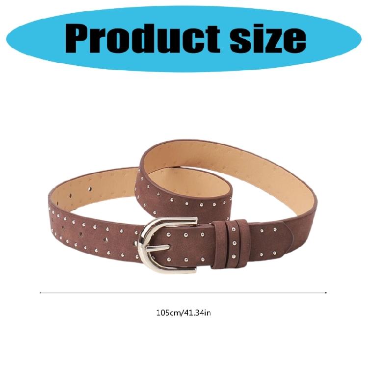 Adjustable Solid Color PU Belt For Women Jeans Waist Strap Simple Belt Fashion Stylish Studded Design