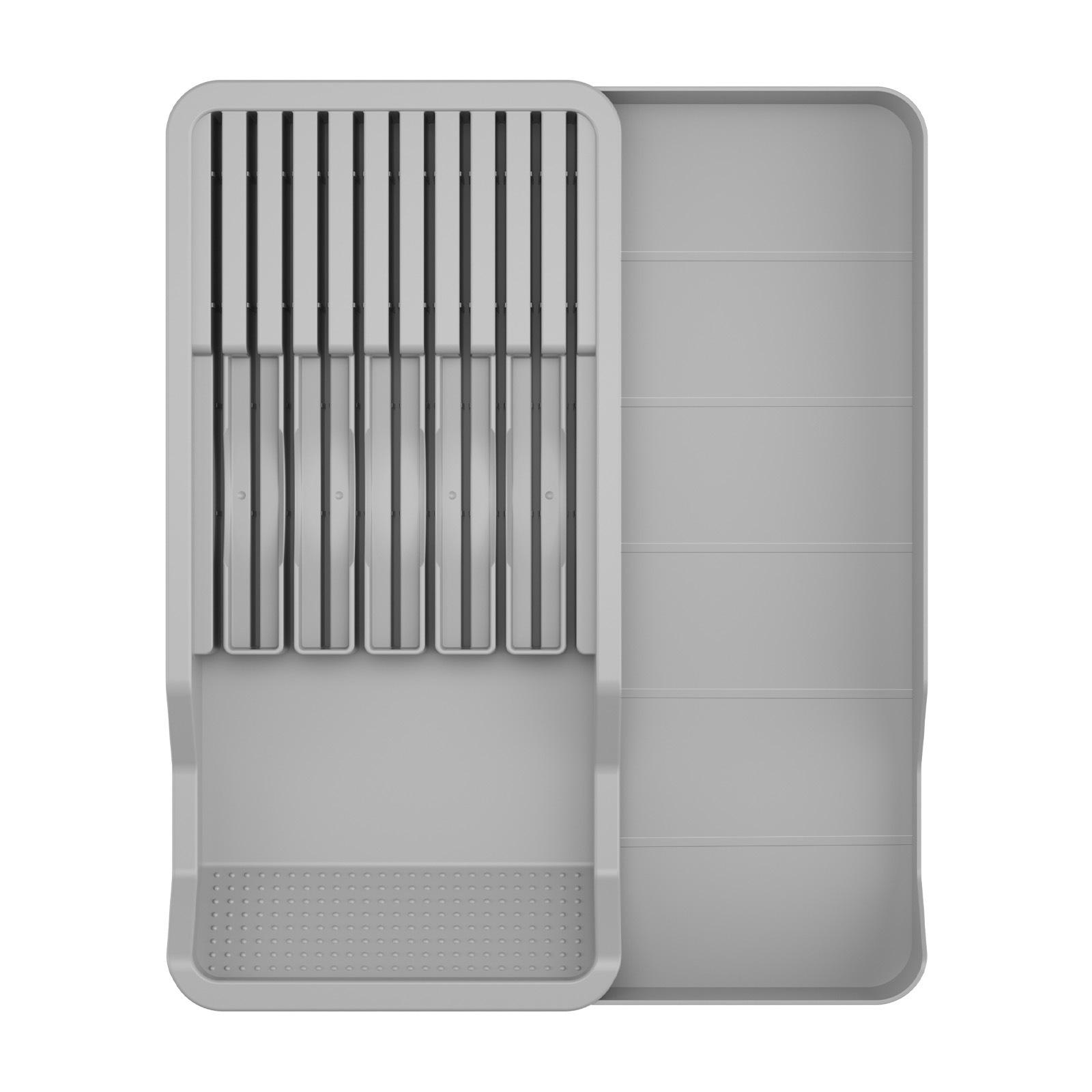 

Kitchen Drawer Organizer Multi Functional Drip Tray Rack Storage Shelf Divider Plastic Knife Box Knife Holder Kitchen Tools сірий