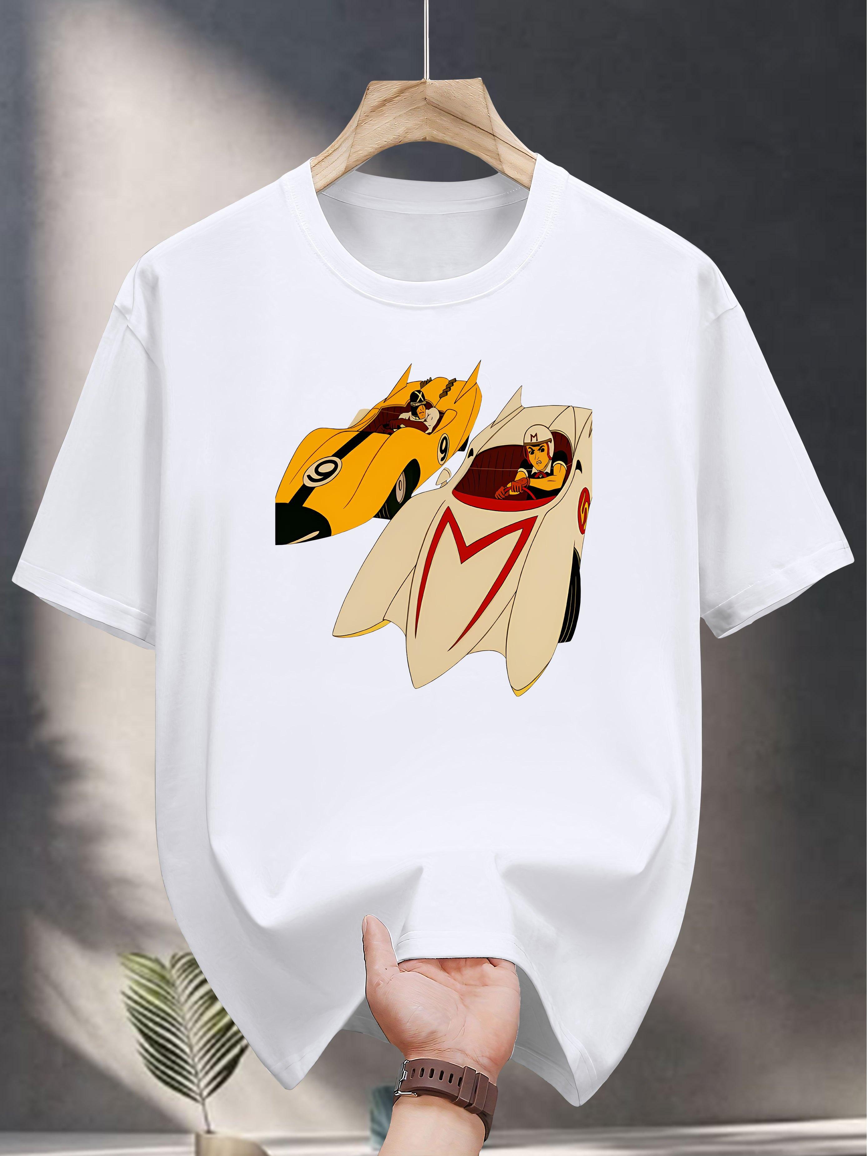 Heavyweight 200gsm Cotton T-shirt - Soft Crewneck Tee with Racing Car Graphic S