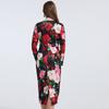 Spring Summer Women Designer Vintage Print Rose Office Work Slim Bodycon Pencil Dresses