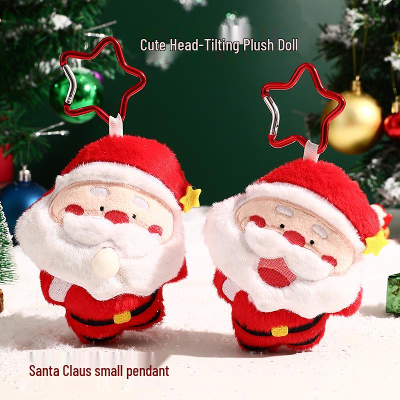 Authentic Plush Head-Tilt Christmas Keychain Decompression Doll - Small Pendant Ornament Gift