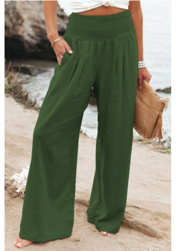 2026 Spring/Summer Women's Casual Loose Cotton Ruched Distressed Mid-rise Pants