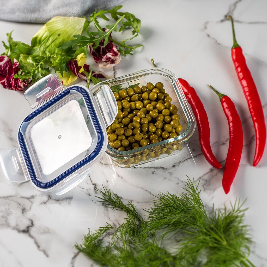 KADAX Szklany Pojemnik Na Żywność Jedzenie Z Pokrywką Pudełko Śniadaniówka