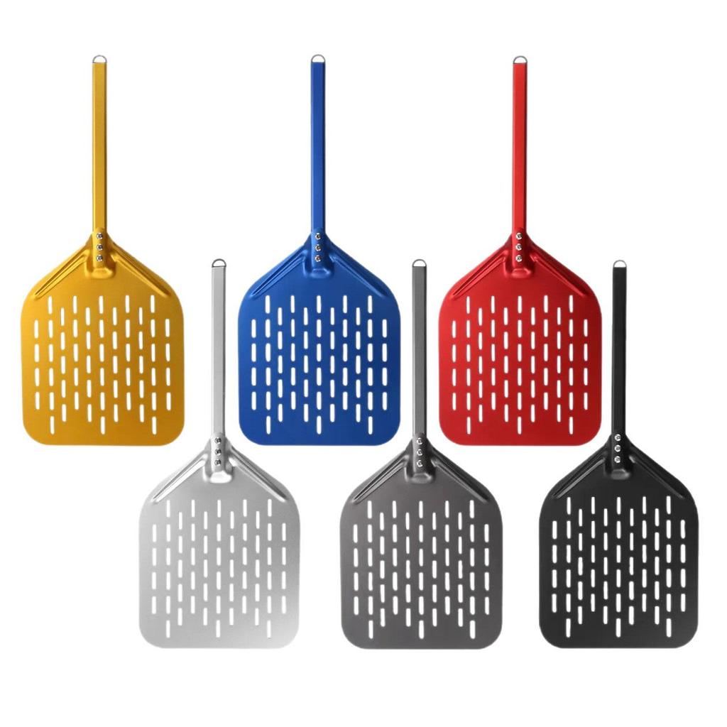 Perforated Long-Handle Pizza Peel and Cake Transfer Shovel