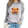 Women's Cartoon Bear Print Long-Sleeve Round Neck Pullover Hoodie - Autumn/Winter Collection