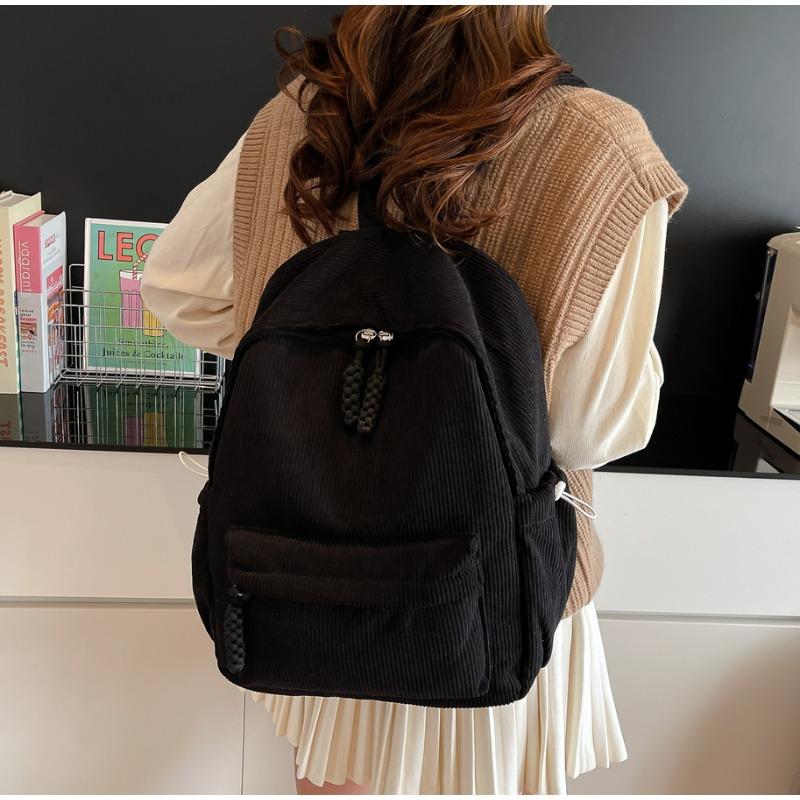High Capacity Corduroy Solid Color Student Sweet School Bags  Simplicity Traveling Outside Versatile Fashi Backpack